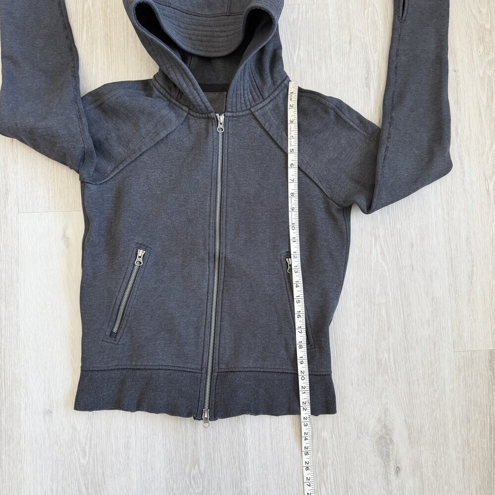 Lululemon Scuba Hoodie II Full-Zip Heathered Charcoal Grey 6 Women Pleated RARE - Picture 9 of 11